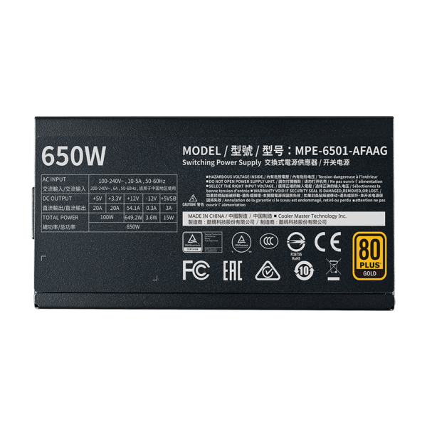 Cooler Master 650W Gold PSU Full-Modular MPE 6501 AFAAG 3