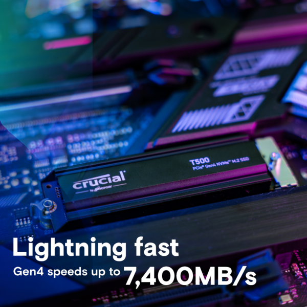 Crucial 4TB M.2 NVMe T500 with Heat Sink crucial t500 ssd lightning fast hs