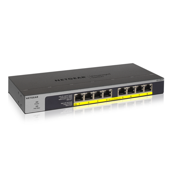 Netgear 8 PORT Gigabit POE+ 60W Switch GS108LP hero