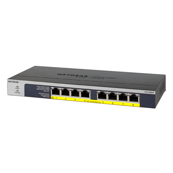 Netgear 8 PORT Gigabit POE+ 123W Switch GS108PP 28Aug17 left
