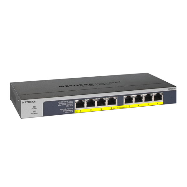 Netgear 8 PORT Gigabit POE+ 123W Switch GS108PP 28Aug17 right