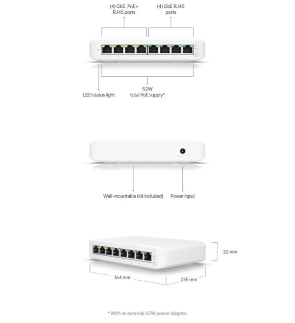 Ubiquiti UniFi 8 Port Managed Switch NHU USW LITE 8 POE 4