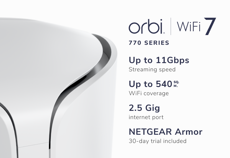 Orbi 770 Tri-Band WiFi 7 Mesh (RBE772-100APS) 4 Orbi 770 Tri-Band WiFi 7 Mesh (RBE772-100APS) - Image 4